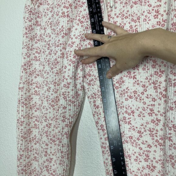 Papinelle Pajama Set Soft Womens Medium Cream Pink Floral Waffle Knit Lounge - Picture 16 of 16